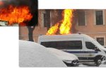 Thumbnail for the post titled: Сожжен микроавтобус Росгвардии
